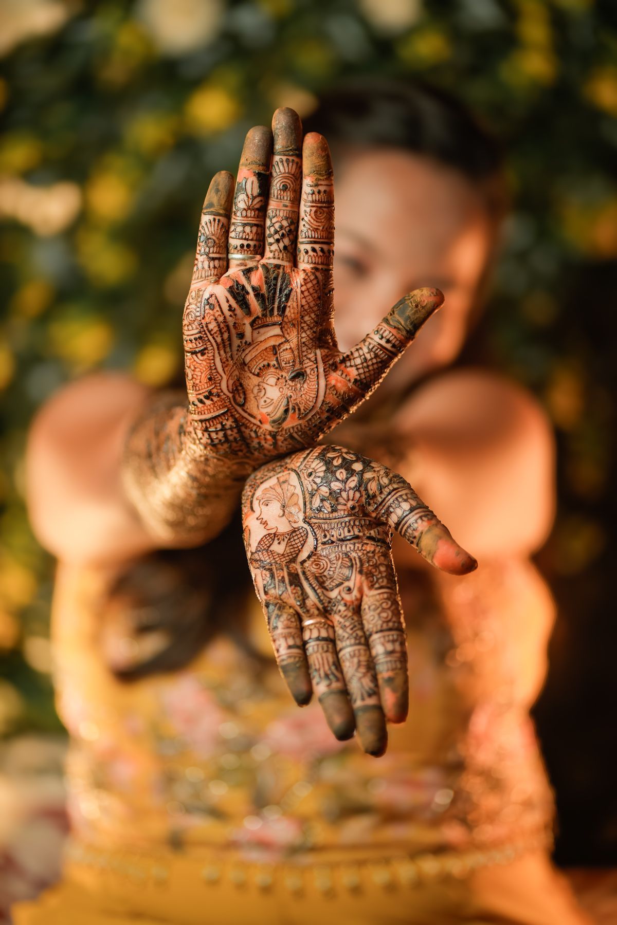 Intricate mehndi pattern on a hand